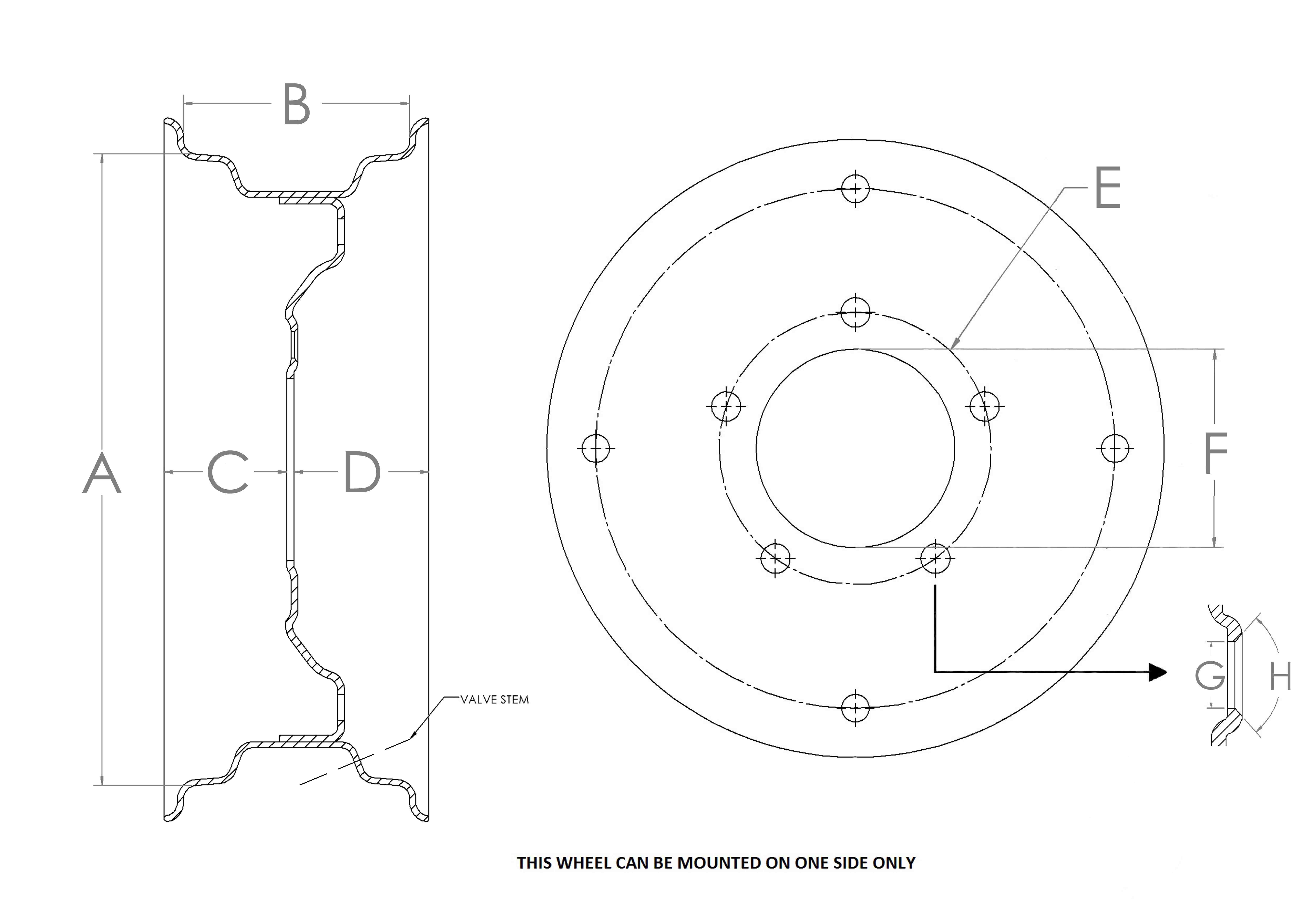 5 Hole Ag Rims with 5.5 Bolt Circle, Tractor Front/Implement Wheel Rims ...